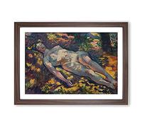 Nude Woman Sleeping by Henri-Edmond Cross Framed Print | A2 Walnut Framed Wall Art | Ready to Hang | Modern Religious Picture | Living Room Bedroom Lounge Office