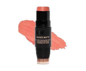 NUDESTIX Nudies Matte Blush Stick Nude Peach 7g - Matte Cream Blush for Cheeks, Eyes & Lips - Soft Focus Finish, Longwear, Warm Fresh Peach