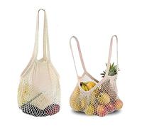 NUDFSY 2Pcs String Bag, Net Bag Fruit Bags, Reusable Net String Shopping Bags Mesh Produce Bags Organic Grocery Shopping Bags Tote Handbag for Vegetables Fruits Commodities Outgoing Travel