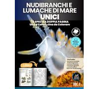 Nudibranchi e Lumache di Mare Unici: Libro illustrato educativo con 30 specie a doppia pagina Una a colori · Una da colorare (Animali Unici)