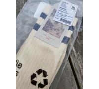 NUDIE JEANS Organic Ribbed Cotton - Off White Navy SPORT SOCKS Adult OSFA shlf12