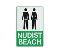 Nudist Beach Sign 12 X 8 Inches Aluminum Sign Reflective - Uv Protected, Waterproof, Weatherproof And Fade Resistant - 4Pre-Drilled Holes