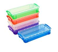 Nudiuhis 10Pcs Large Capacity Plastic Pencil Box Clear Plastic Pencil Case Crayon Box with Snap Tight Lid Watercolor Pen Storage