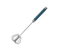 Nudiuhis 12inch Stainless Steel Semi-Automatic Whisk, Hand Push Rotary Blender Egg Whisk, Mixer Stirrer Kitchen Tool Dark Blue