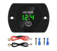 Nudiuhis 12V Car Battery Tester Waterproof LED Digital Voltmeter with Green Light Digital Screen Touch Switch Panel for Car Truck ATV UTV