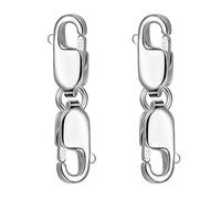 Nudiuhis 2PCS Double Lobster Clasp 10mm, Sterling Silver Clasp Double Claw Clasps Bracelet Necklace Extension Connector Spare Parts Accessories