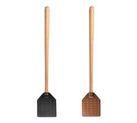 Nudiuhis 2PCS Leather Fly Swatter with Long Wood Handle Sturdy Flyswatter for Indoor and Outdoor Rustic Swatter