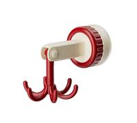 Nudiuhis 360 Degrees Rotating Folding Hook Self-Adhesive Suction Cup Hooks Rotating Kitchen Utensil Holder Red