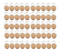 Nudiuhis 50Pcs Wooden Heart-Shaped Key Chain DIY Wooden Keychain Tag Anti-Lost Wood Accessories Tags Can-Engrave DIY Gifts
