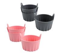 Nudiuhis 6 Piece Silicone Air Fryer Egg Mold Reusable Nonstick Silicone Egg Bite Mold Pink & Gray Muffin Liner Poached Egg Cups for Microwave