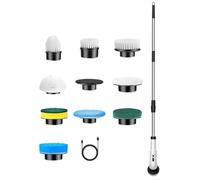 Nudiuhis 9 Replaceable Brush Heads Electric Scrubber Cordless Cleaning Brush Power Scrubber 2 Adjustable Speeds Adjustable & Detachable Long Handle