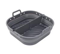 Nudiuhis Air Fryer Silicone Baking Mold Square Reusable Air Fryer Cooking Accessories Foldable 8.5in Airfryer Baking Tool, Grey