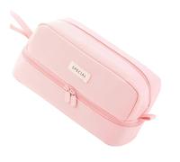 Nudiuhis Big Capacity Pencil Case with 2 Compartments for Girls Teen School Students Adults Pink