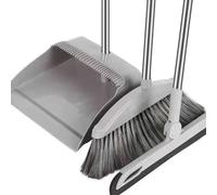 Nudiuhis Dustpan Broom Set Floor Wiper Household Cleaning Long Handle Cleaning Set for Lobby Household Kitchen Cleaning Easy Install Grey