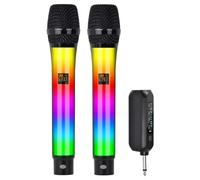 Nudiuhis Dynamic 2.4G Wireless RGB Microphone Set for KTV, Church, Shows, Meetings - Rechargeable 1 to 2 Home System