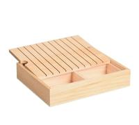 Nudiuhis Embroidery Thread Organizer Wooden Bobbin Rack 10 Long Slots 3 Base Compartments Spool Organizer for Sewing Supplies
