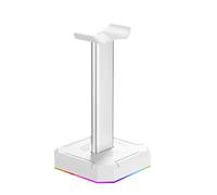 Nudiuhis Headphone Bracket Display Rack RGB Backlight Head Mounted Stand Holder Desktop Organizer Vertical Bracket Hanger, Easy to Use White