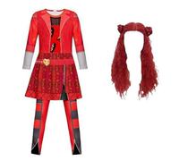 Nudiuhis Princess Red Costume for Girl Rise Red Jumpsuits with Wig Kids Dress Up Outfits Halloween Partys Cosplay 5-12Y XL