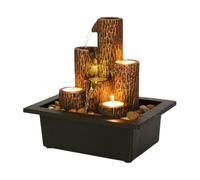 Nudiuhis Small Desktop Fountain Flowing Water Ornaments Crafts Candlestick with Flowing Water