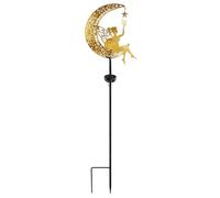 Nudiuhis Solar Garden Lamp Statues Outdoor Decor, Fairy Moon Figurine Light Stake, Housewarming Ornament for Patio, Lawn, Yard Easy Install Easy to Use