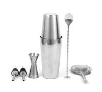 Nudiuhis Stainless Steel Boston Mixer Set Bartending Kit Bar Tools with Cocktail Recipe, Pourer Muddler Jigger