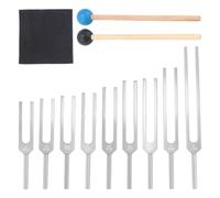 Nudiuhis Tuning Forks Set 9Pcs 174/285/396/417/528/639/741/852/963Hz Tuning Fork,Sound Healing Tool Set for Healing Chakra Silver