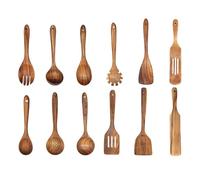 Nudiuhis Wooden Spatula Wooden Spoon Frying Spatula Solid Wood High Temperature Resistants Soup Spoon No Paint Natural Material