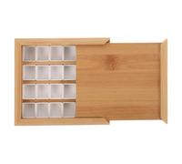 Nudiuhis Wooden Watercolor Palette Box with Half Pans Grid Empty Pull-Out Type Oil Drawing Ray Pallets Portable Travel Paint Tray