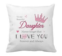 Nudoraw Cushion Covers Daughter Christmas Gifts Daughter Gifts for Daughters Birthday Gift Household Gift for Daughters Adult from Mum Dad Valentines Presents for Women Pink Cushion Covers 45 x 45