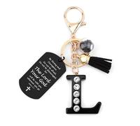 Nudoraw Initial Keyring A-Z Alphabet Letter A-Z Keyring Black Bible Accessories Christian Gifts for Women Christmas Catholic Gifts Bible Gift for Women Bibles Verse Gift Valentines Tassel Keyrings