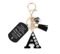 Nudoraw Personalised Easter Gifts Initial Keyring A Initial Letter Keychain Catholic Bible Gifts Bible Verse Gift Christian Christening Religious Baptism Gift for Women Men Valentines Christmas