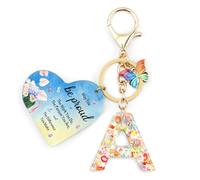 Nudoraw Personalised Easter Gifts Initial Keyring A Keyring Initial Letter Keychain Emotional Support Gift Birthday Positive Gifts Wellbeing Gifts for Women Inspirational Gift Valentines Christmas