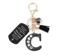 Nudoraw Personalised Easter Gifts Initial Keyring C Initial Letter Keychain Catholic Bible Gifts Bible Verse Gift Christian Christening Religious Baptism Gift for Women Men Valentines Christmas