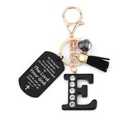 Nudoraw Personalised Easter Gifts Initial Keyring E Initial Letter Keychain Catholic Bible Gifts Bible Verse Gift Christian Christening Religious Baptism Gift for Women Men Valentines Christmas