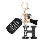 Nudoraw Personalised Easter Gifts Initial Keyring H Initial Letter Keychain Catholic Bible Gifts Bible Verse Gift Christian Christening Religious Baptism Gift for Women Men Valentines Christmas