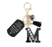 Nudoraw Personalised Easter Gifts Initial Keyring M Initial Letter Keychain Catholic Bible Gifts Bible Verse Gift Christian Christening Religious Baptism Gift for Women Men Valentines Christmas