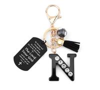 Nudoraw Personalised Easter Gifts Initial Keyring N Initial Letter Keychain Catholic Bible Gifts Bible Verse Gift Christian Christening Religious Baptism Gift for Women Men Valentines Christmas