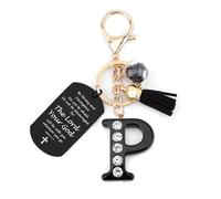 Nudoraw Personalised Easter Gifts Initial Keyring P Initial Letter Keychain Catholic Bible Gifts Bible Verse Gift Christian Christening Religious Baptism Gift for Women Men Valentines Christmas
