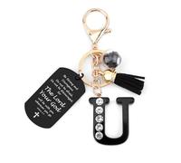 Nudoraw Personalised Easter Gifts Initial Keyring U Initial Letter Keychain Catholic Bible Gifts Bible Verse Gift Christian Christening Religious Baptism Gift for Women Men Valentines Christmas