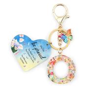 Nudoraw Positive Affirmation Gifts Initial Keyring O,Thank You Teacher Gifts Personalised Initial Letter Keychain A,Friend Personalised Gifts for Women Key Ring O Birthday Valentines Christmas