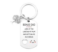 Nudoraw Step Dad Fathers Day Gift Stepdad Keyring Bonus Dad Gift for Step Dad Birthday Stepdad Gifts from Daughter Son Stepfather Gifts for Stepdaddy Wedding Christmas Valentines Keychain Stepdaddy