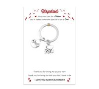 Nudoraw Step Dad Fathers Day Gift Stepdad Keyring Bonus Dad Gift for Step Dad Birthday Stepdad Gifts from Daughter Son Stepfather Gifts for Stepdaddy Wedding Christmas Valentines Keychain with Cards