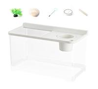 Nudorpn Betta Fish Aquarium 3 Colour Lighting - Highly Transparent Fish Tank, Hydroponic 360° Highly Transparent Nano Aquarium for Living Room Table Entrance House Landscape Workplace