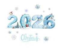 Nudorpn Christmas Decorations for Windows - Happy New Year Snowman Snowflake 2026 Christmas Stickers - Static Decals Winter Party Decorations for Home Shop Office