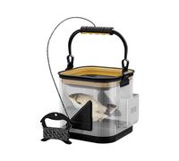 Nudorpn Fishing Bait Bucket, Transparent Ice Fishing Bucket, Foldable EVA Fish Basket, Portable Fishing Accessories & Camping Storage for Outdoor Activities on Lakes, Rivers and Coasts, Single