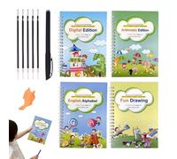 Nudorpn Guided Writing Books for Reusable Exercise Books - Practical Writing with Grooves for Pen Control, for Nursery School, Home, Boys, Girls, Holidays, Travel