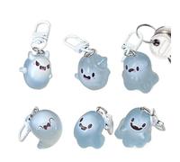 Nudorpn Halloween Ghost Keychain Luminous, Pack of 6 Resin Key Chains Glow-in-the-Dark Funny Ghost Key Holder Backpack Pendant for Bag Purse School Party