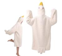 Nudorpn Hooded Blanket Poncho, Plus Size with Duck Shape, Soft Wearable Blanket, Loose Warm Pyjamas for Adults, Teenagers, Men, for Cold Days, Relaxing, Watching TV, Reading and Film Fans, White, L