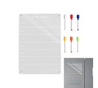 Nudorpn Magnetic Whiteboard | Acrylic Magnetic Meal Planner | Writable Clear Whiteboard with 6 Markers - For Students Teachers Families Teens