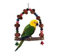 Nudorpn Natural Bird Perches Wooden Parakeet Perches Play Accessories with Rattan Broom for Indoor Outdoor Window and Education